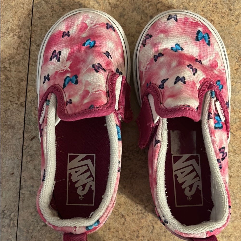 Vans Kids Pink Butterfly Slip-On Shoes